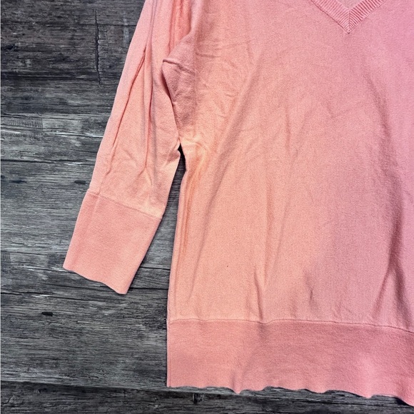 Talbots Peach Coral 100% Pima Cotton V-Neck Sweater - Picture 7 of 7